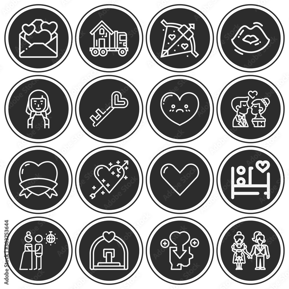 16 pack of sexuality  lineal web icons set