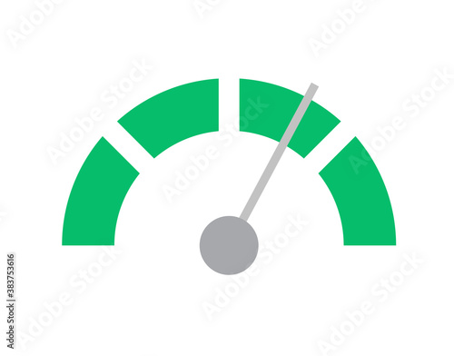 Gauge indicator vector icon for pressure meter or speedometer dial flat illustration, speed power tachometer or fuel control bar isolated