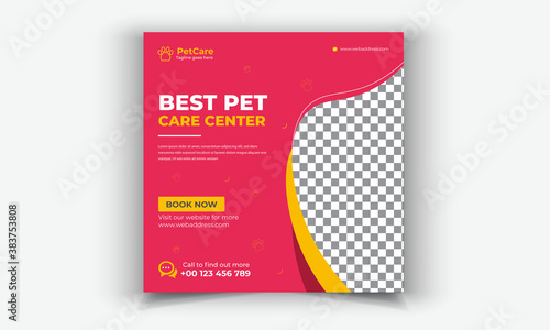 Editable Pet shop social media post template design, Pet care social media post or web banner template. Pet care service promotional banner. Pet shop bundle stories