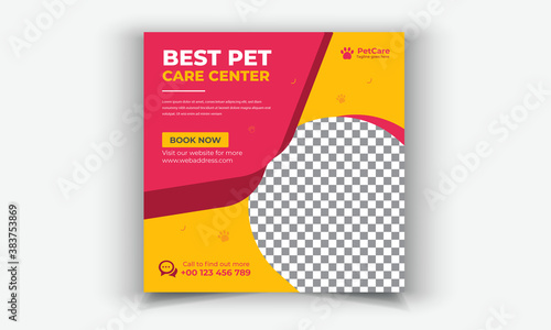 Editable Pet shop social media post template design, Pet care social media post or web banner template. Pet care service promotional banner. Pet shop bundle stories