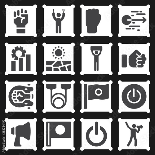 16 pack of protest  filled web icons set