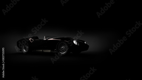 silhouette of black vintage sports car