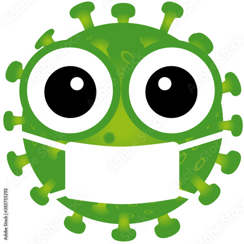 Grünes Virus mit Maske