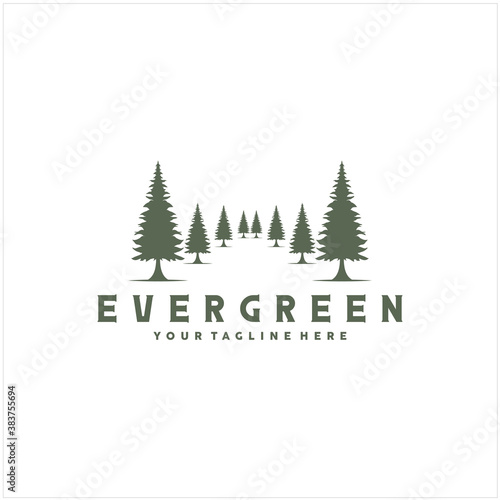Rustic Retro Vintage pine, evergreen, fir, hemlock, spruce, conifer, cedar, coniferous, cypress, larch, pinus trees logo design