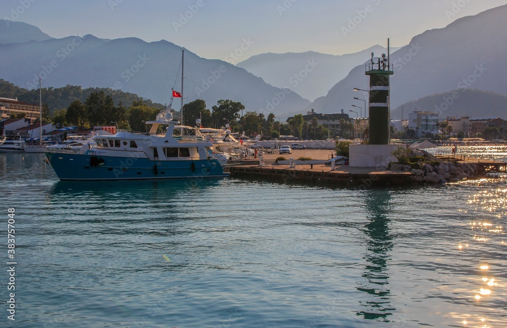Boats in the harbor in Turkish coast of Mediterranean
