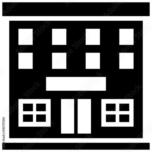 
Building architecture with a board, mall icon vector 
