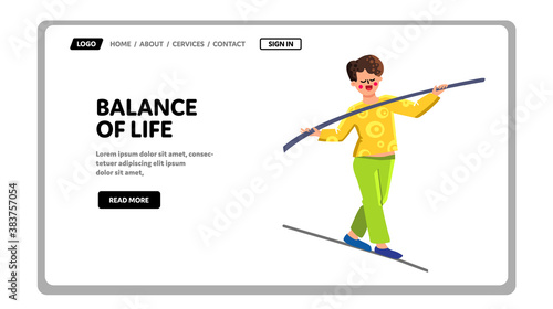 Balance Of Life Man Performer Exercising Vector