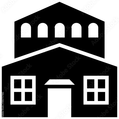 
Building architecture with a board, mall icon vector 
