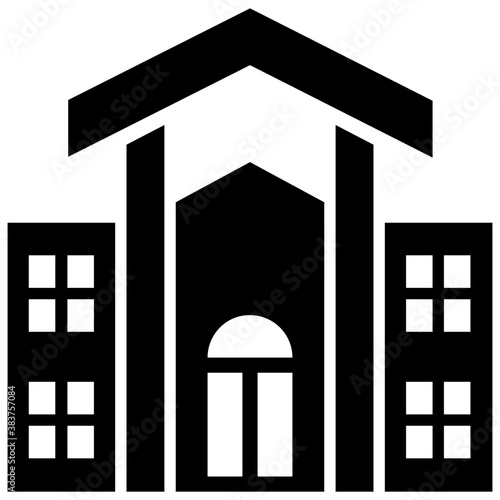 
Building architecture with a board, mall icon vector 
