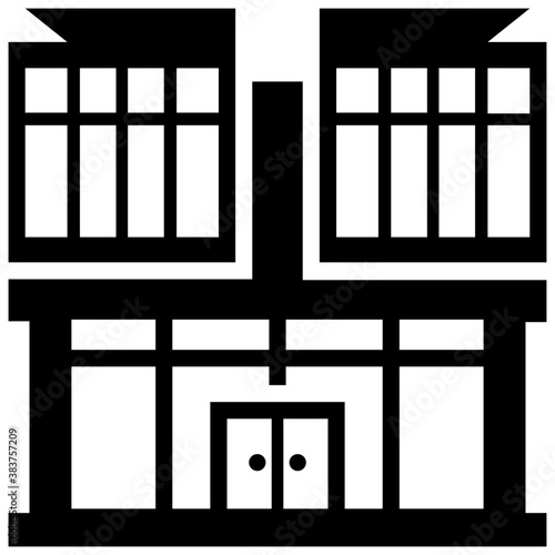 
Building architecture with a board, mall icon vector 
