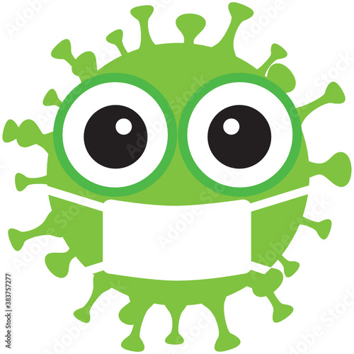 Grünes Virus mit Maske