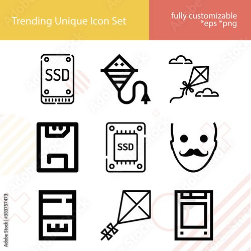 Simple set of asserted related lineal icons.