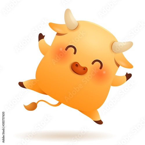 Cute little Ox. Chinese New Year. Year of the Ox. Chinese zodiac: Ox - the symbol of the year 2021 on the Chinese calendar.