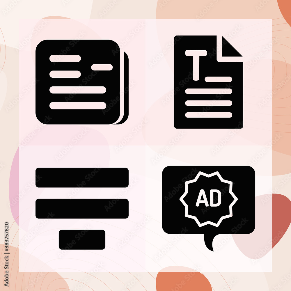 Simple set of stanza related filled icons Simple set of stanza related filled icons