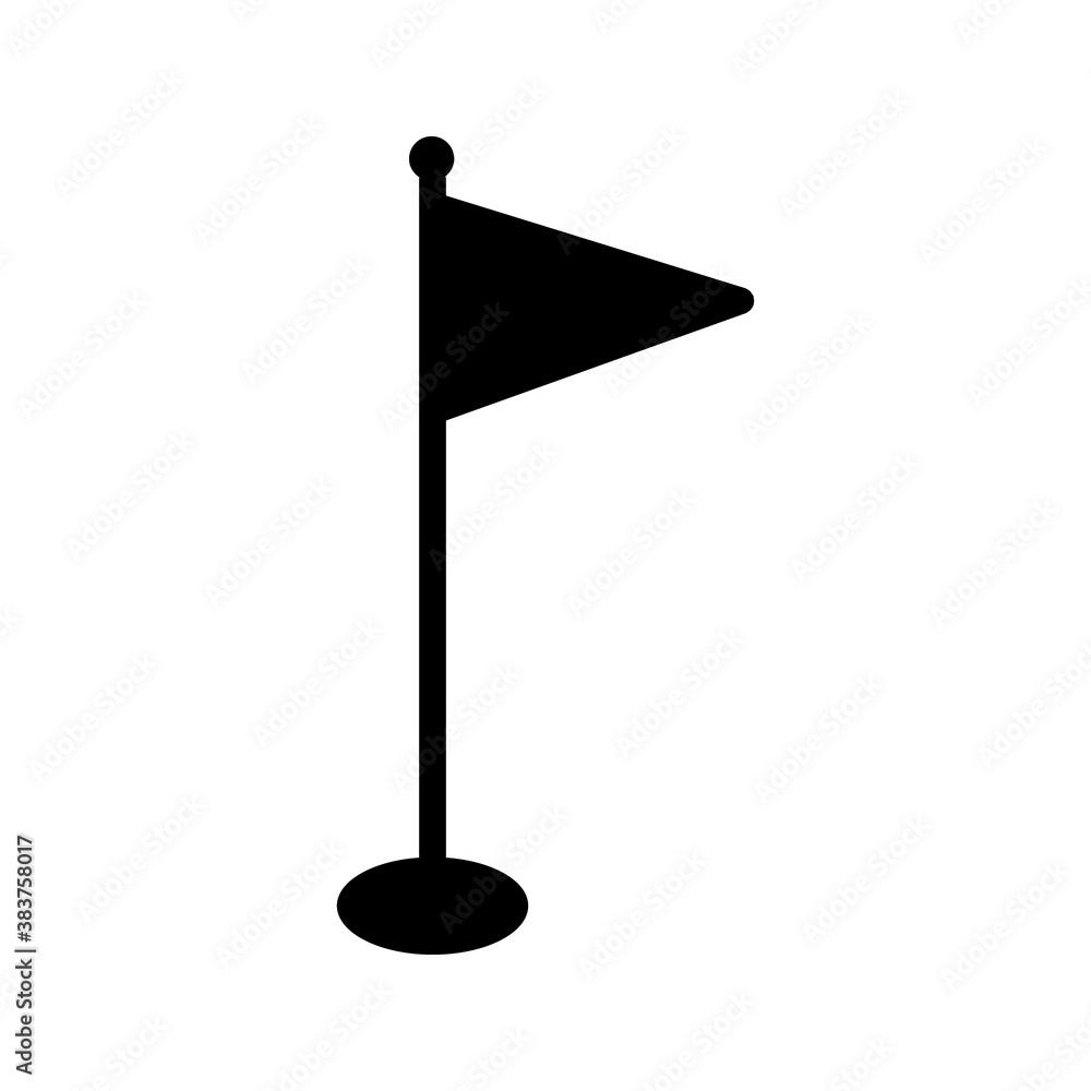 Vector illustration of golf ball icon and flag Golf flag icon. Vector illustration of a flat white background Vector illustration of golf ball icon and flag Golf flag icon. Vector illustration of a flat white background
