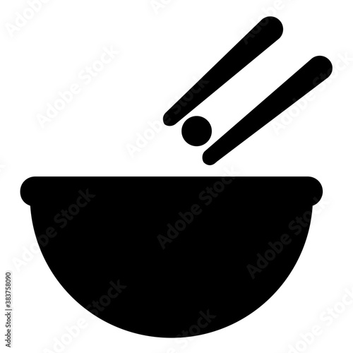 
Bowl of boiled rice with chopsticks
