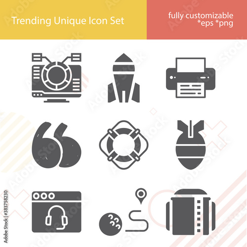 Simple set of er related filled icons.