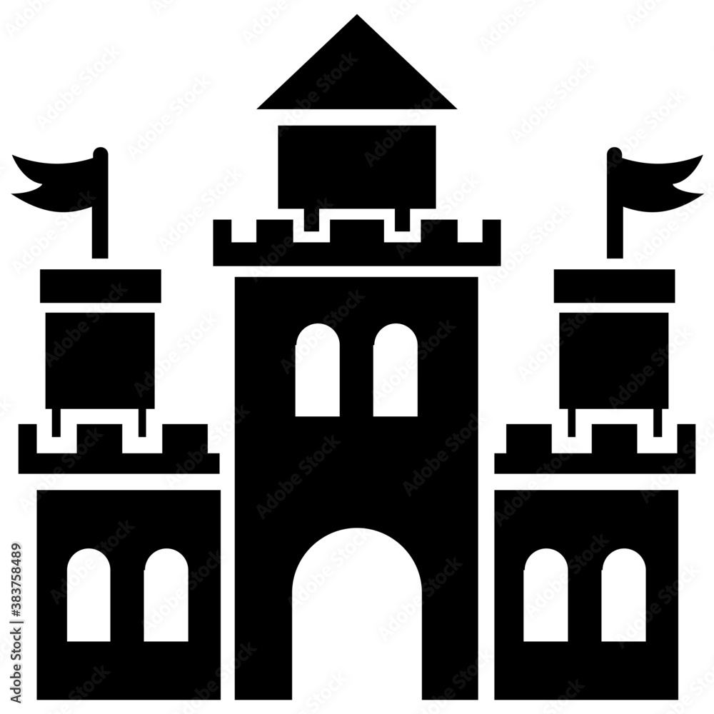 Fototapeta premium A european castle with the modern architecture 