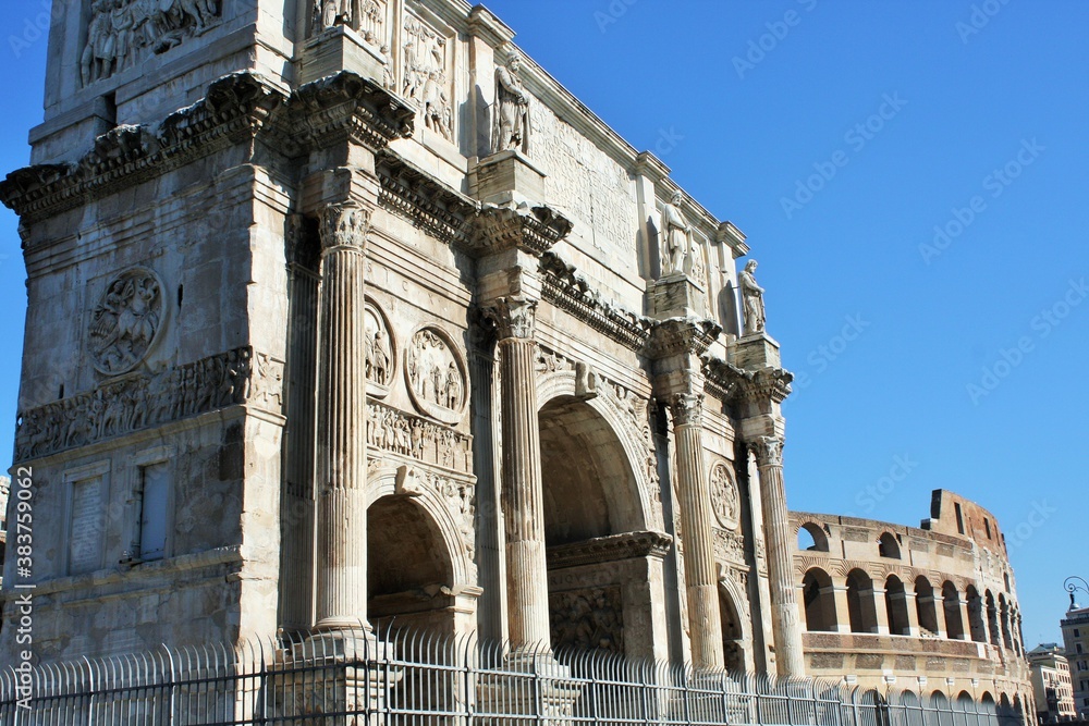 Arch of Constantine, (AD 312), one of three surviving ancient Roman triumphal arches in Rome.