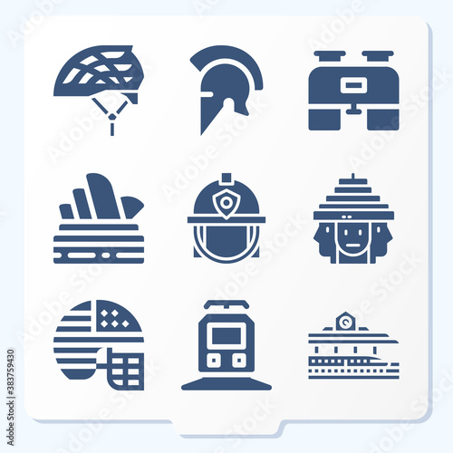 Simple set of 9 icons related to hull