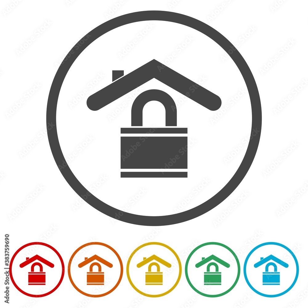 House under protection ring icon, color set House under protection ring icon, color set