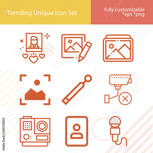 Simple set of camera related lineal icons.