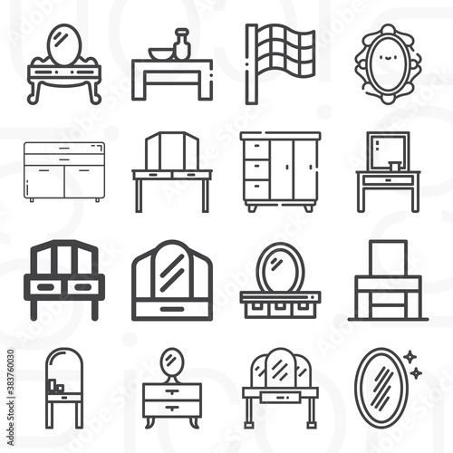 16 pack of smaller  lineal web icons set
