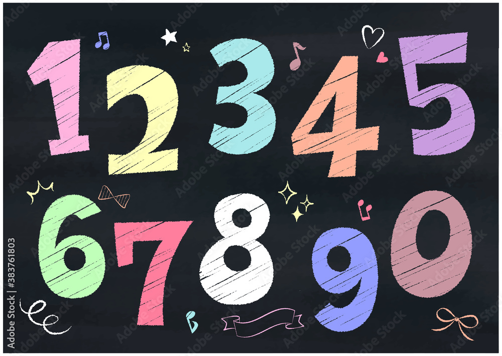 チョークで描いたかわいい数字のイラスト Stock Vector Adobe Stock