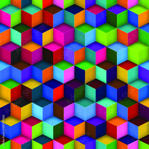 Colorful  Cube Geometric Seamless Pattern. Background. Seamless fashion pattern fabric textures.