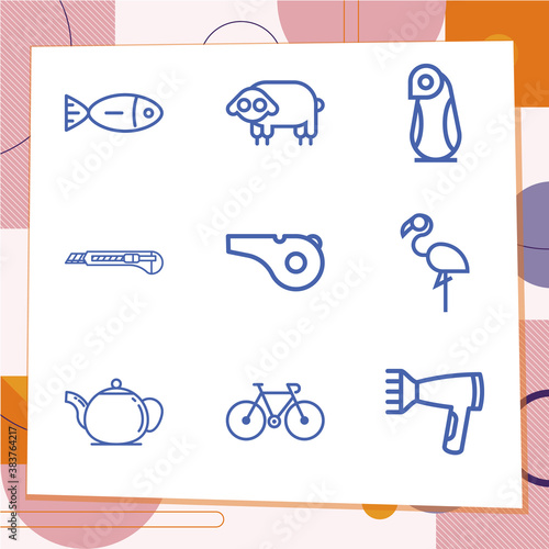 Simple set of 9 icons related to charges