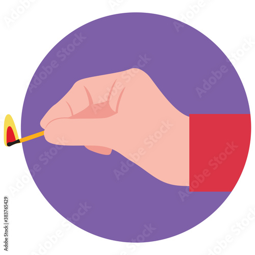 
A handheld matchstick for fire burning 
