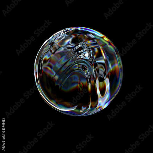 3d illustration sphere abstract colorful gradient textured round shape design element isolated on black photo