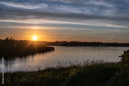 Beautifull summer sunset on the siberian river