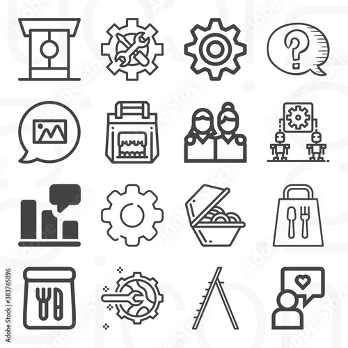 16 pack of aside  lineal web icons set