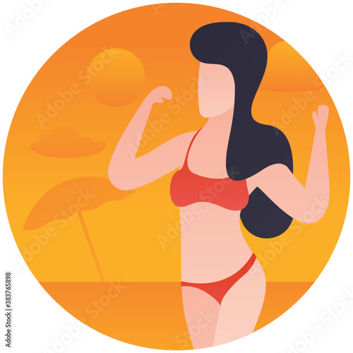 
A beach girl in beach dress enjoying 
