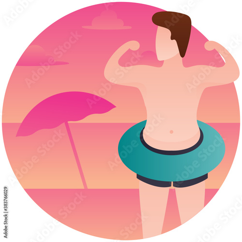 
A man on a beach is taking sunbathe 
