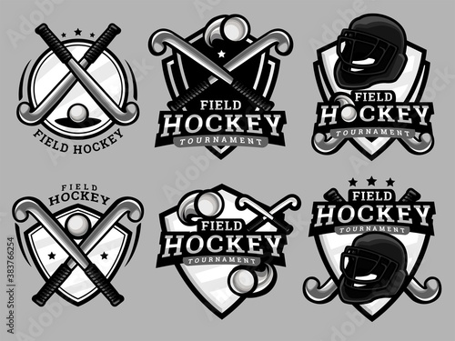 Set of field hockey Logo. Field hockey logo and badge. Field hockey vector illustration