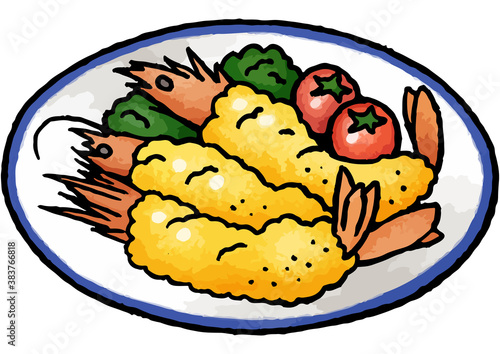 【手描き食べ物イラスト】エビフライのイラスト