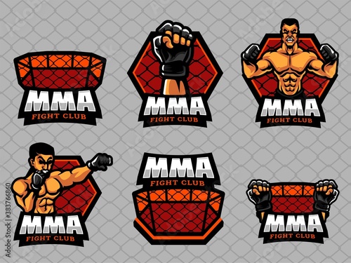 Set of MMA Logo. MMA logo and badge. MMA vector illustration