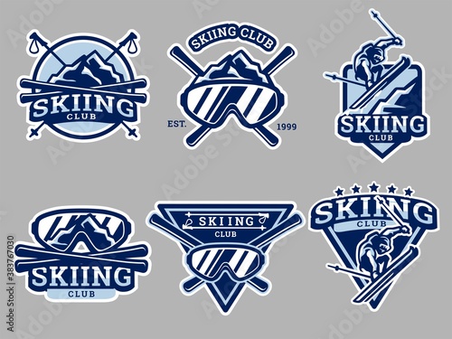 Set of skiing Logo. Skiing logo and badge. Skiing vector illustration