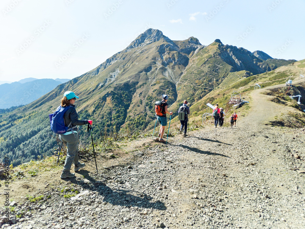 Group of tourists on trekking