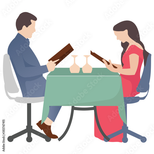 
A couple on a dinner having fun 
