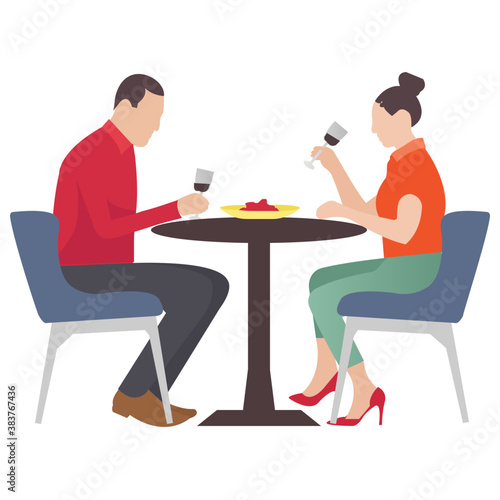 
A couple on a dinner having fun 
