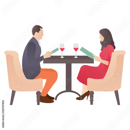 
A couple on a dinner having fun 
