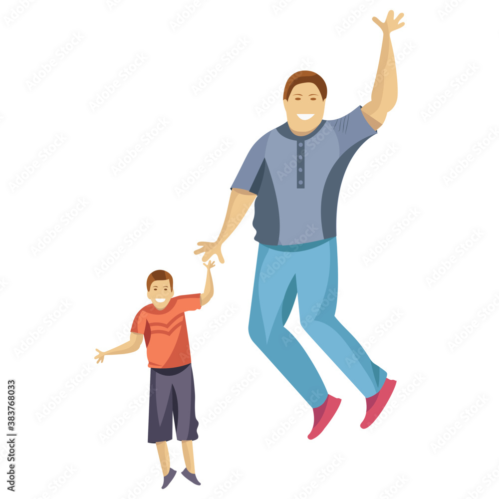 Naklejka premium Dad is holding his son, child rearing 