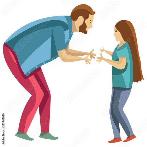
Dad is holding his son, child rearing 
