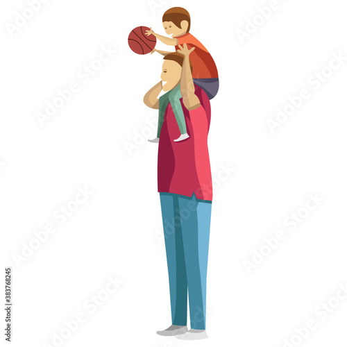 
Dad is holding his son, child rearing 
