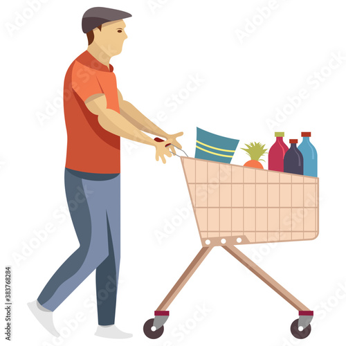 
A dad is doing shopping for his kids 
