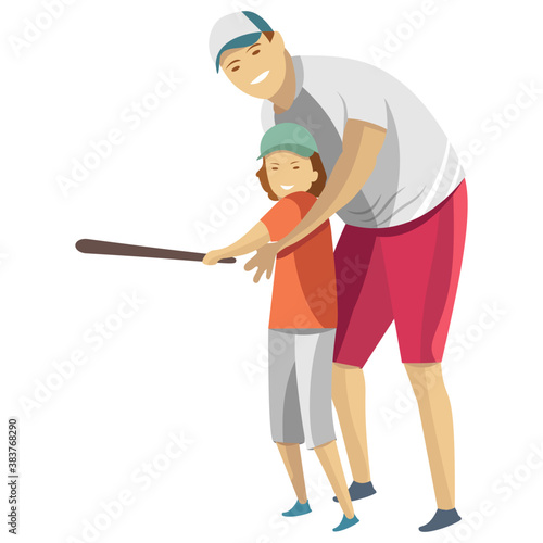 
Dad is holding his son, child rearing 
