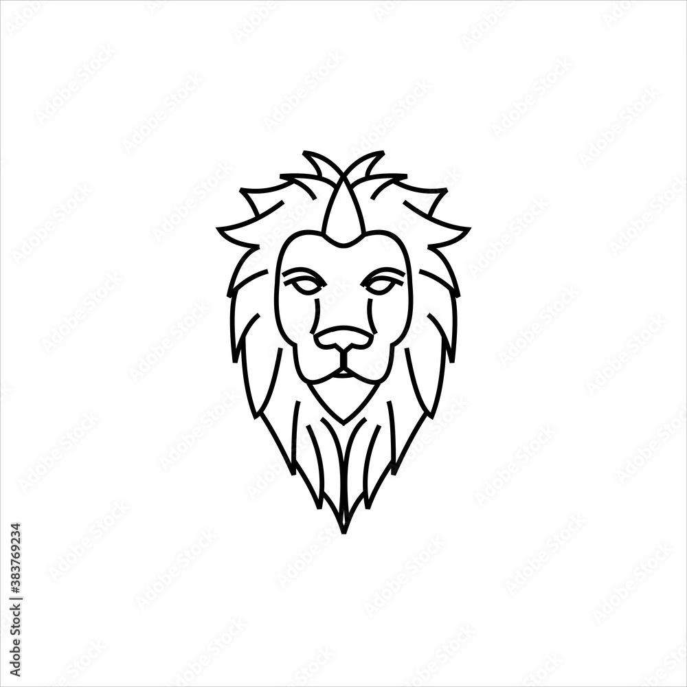 Lion Head Logo Vector Template Illustration Sports Mascot Design